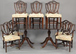 Appraisal: Eleven piece dining set including ten shield back custom mahogany