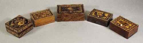 Appraisal: A Victorian rosewood and Tunbridge ware rectangular box the lid