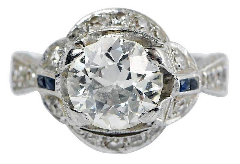 Appraisal: Antique Platinum Diamond Ring center old European cut diamond estimated