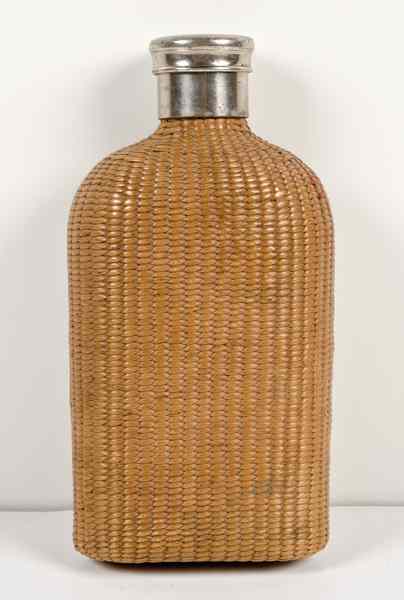 Appraisal: French Wicker Wrapped Glass Drinking Flask This is a wonderful