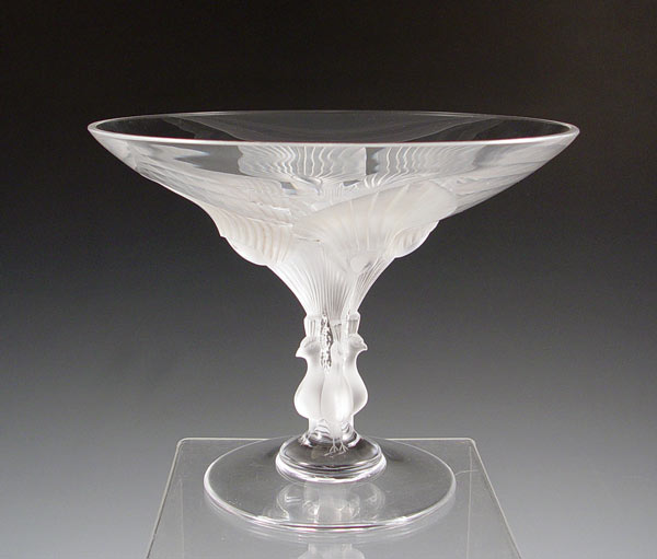 Appraisal: LALIQUE FRENCH CRYSTAL ''VIRGINIA'' COMPOTE Frosted glass vase in the