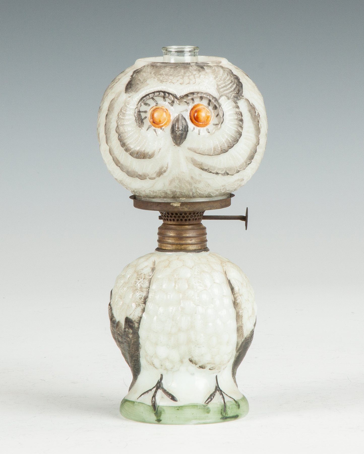 Appraisal: Miniature Hand Painted Milk Glass Owl Lamp