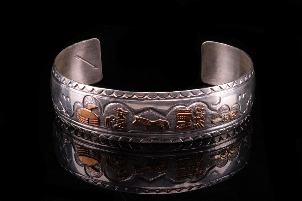 Appraisal: Navajo Begay K Gold Overlay Sterling Silver Cuff For your