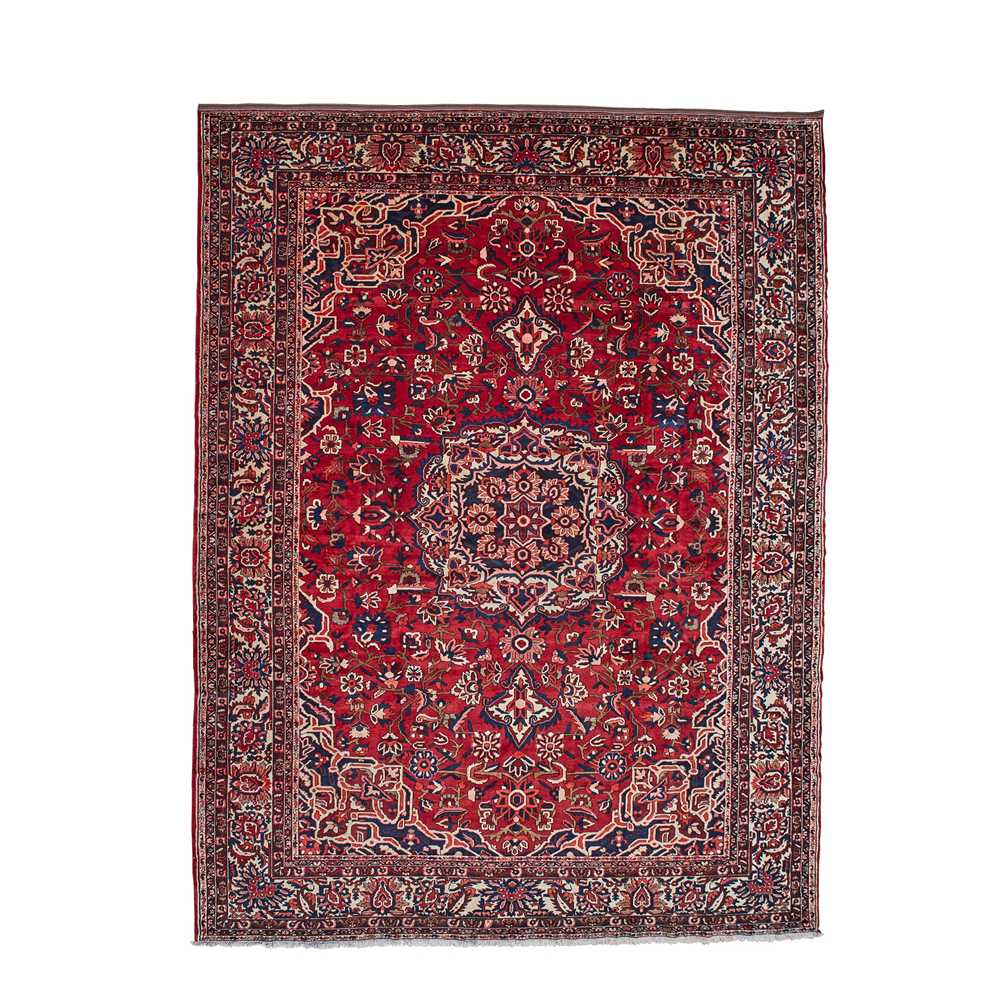 Appraisal: BAKHTIARI CARPET WEST PERSIA MODERN the red field with cream