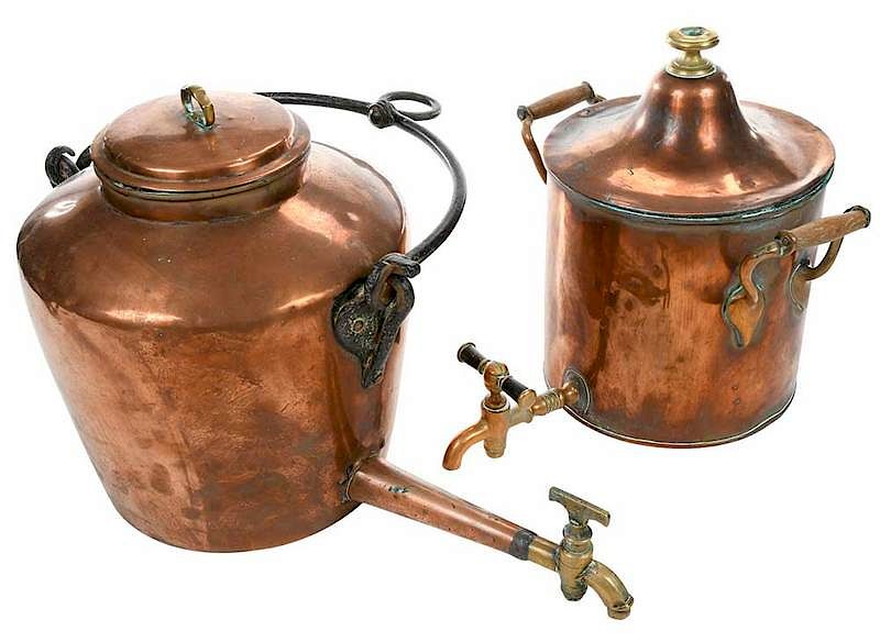 Appraisal: Two Copper Water Dispensers British Continental th century two large