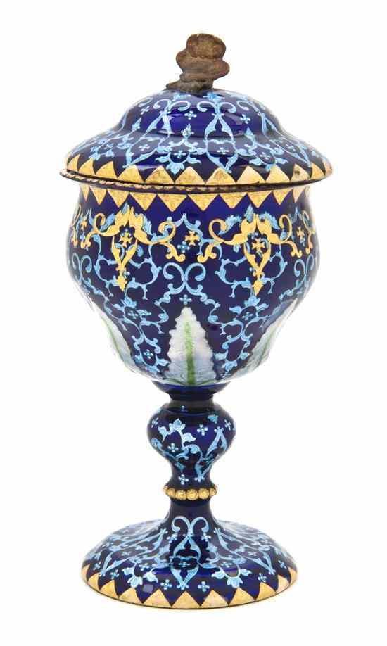 Appraisal: A Continental Enameled Cup and Cover having allover celeste blue