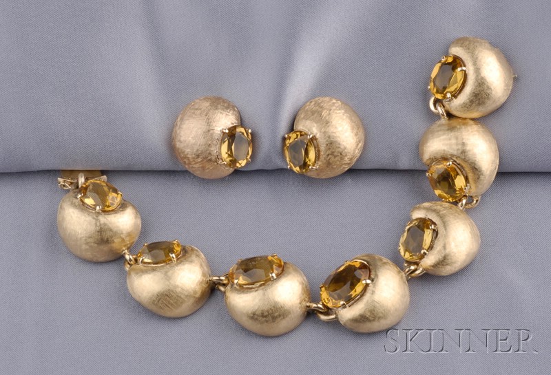 Appraisal: kt Gold and Citrine Suite Seaman Schepps the bracelet designed