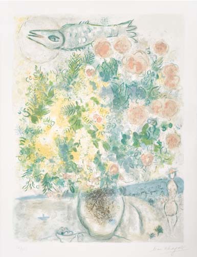 Appraisal: MARC CHAGALL after Roses and Mimosas Color lithograph x mm