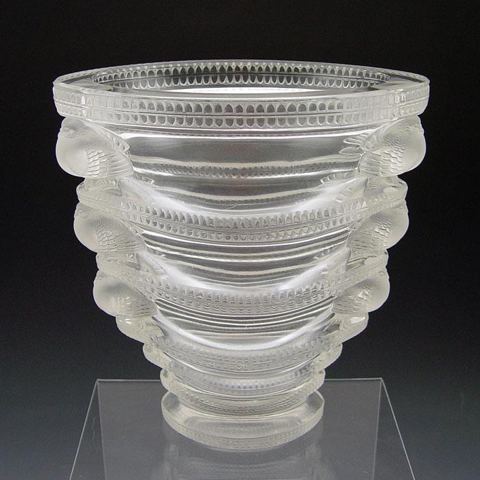 Appraisal: UNUSUAL LALIQUE FRENCH CRYSTAL TIERED BIRD VASE Signed Lalique France