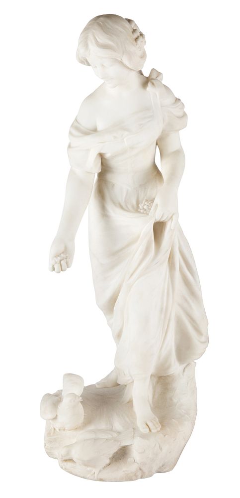 Appraisal: WHITE MARBLE STANDING SCULPTURE OF MAIDEN TH CENTURY WHITE MARBLE