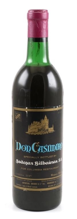 Appraisal: Bottle of Don Casimiro red wine bottled by Bodegas Bilbainas