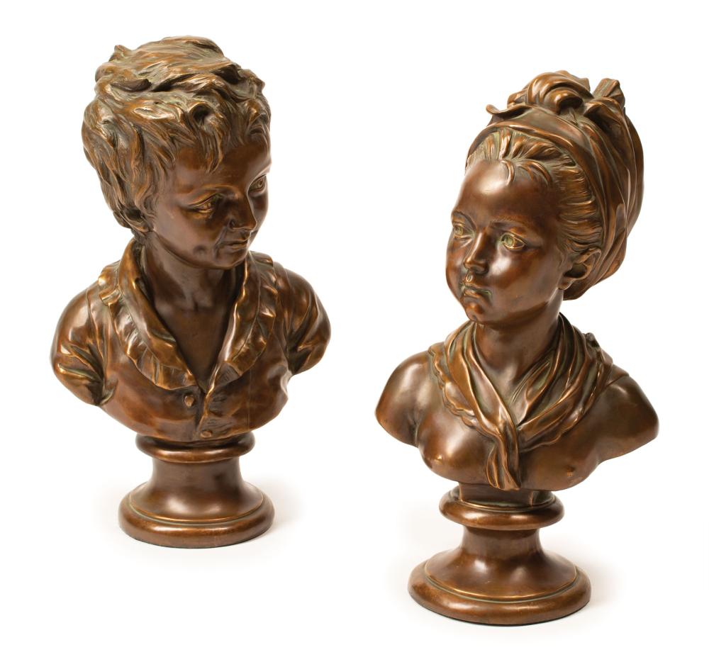 Appraisal: Pair of Bronze Busts of Marie-Louise and Alexandre Brongniart probably