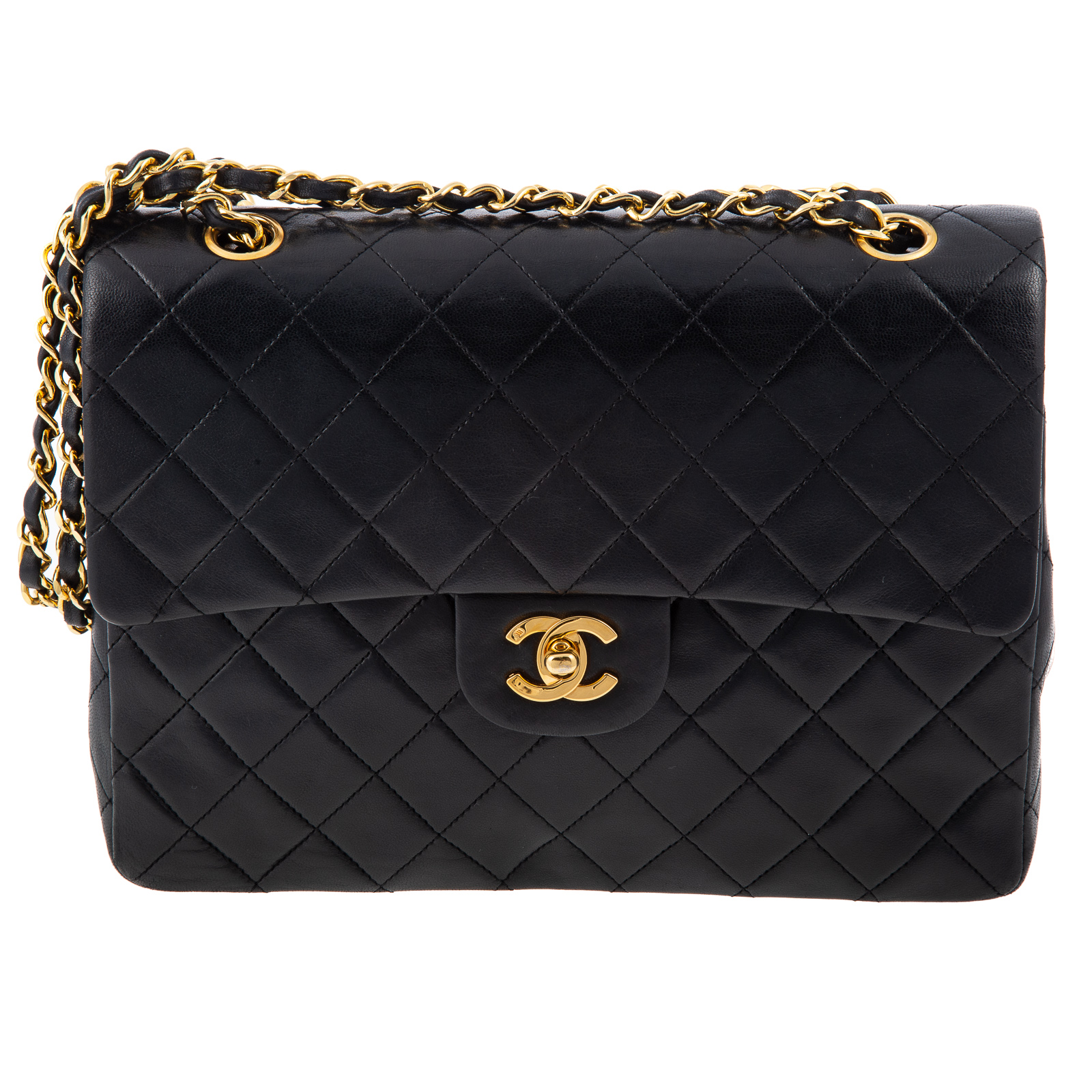 Appraisal: A CHANEL TALL CLASSIC DOUBLE FLAP A black lambskin leather