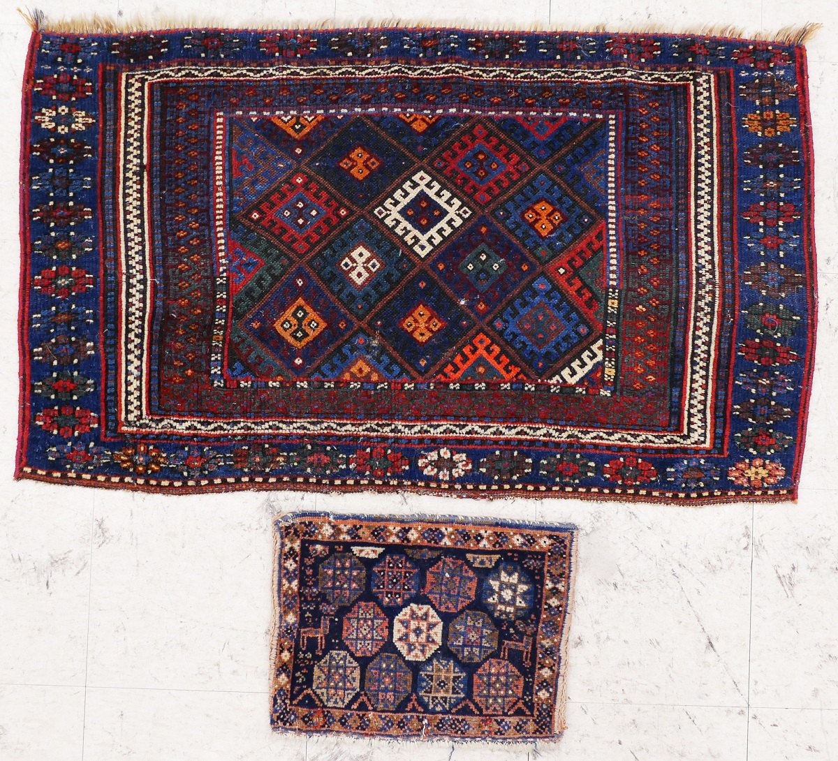 Appraisal: pc Antique Caucasian Chuval and Bag Face Rugs Includes a