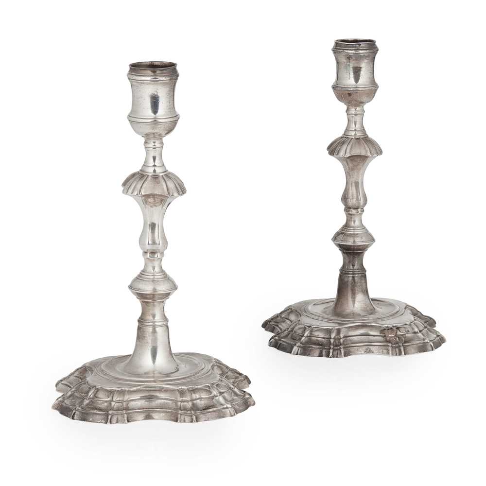 Appraisal: A PAIR OF GEORGE II CANDLESTICKS John Cafe London of