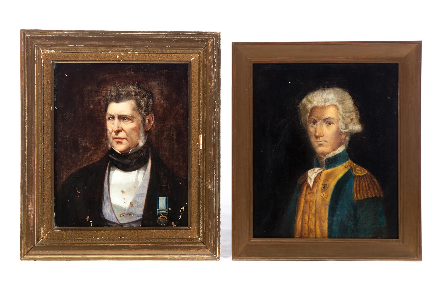 Appraisal: TWO PORTRAITS OF GENTLEMEN EUROPEAN SCHOOL TH CENTURY Oil on