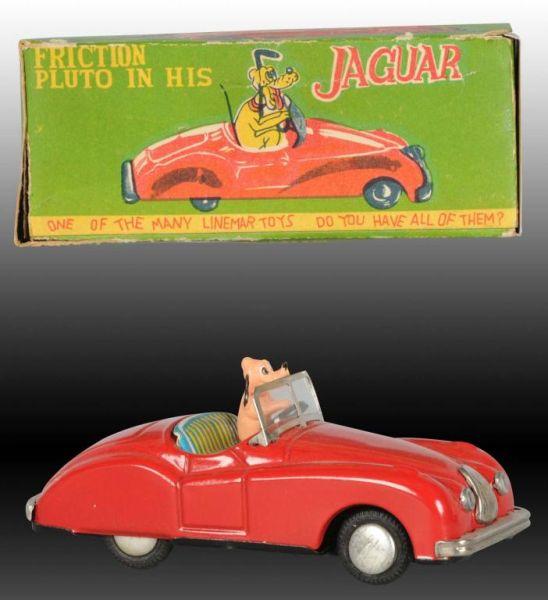 Appraisal: Walt Disney Linemar Pluto In Jaguar Toy Car Description Japanese