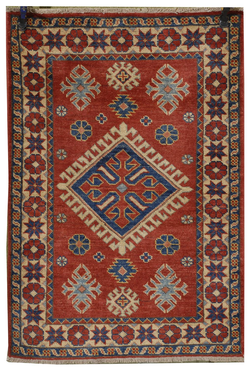 Appraisal: ORIENTAL RUG KAZAK DESIGN ' x ' Diamond-shaped central medallion