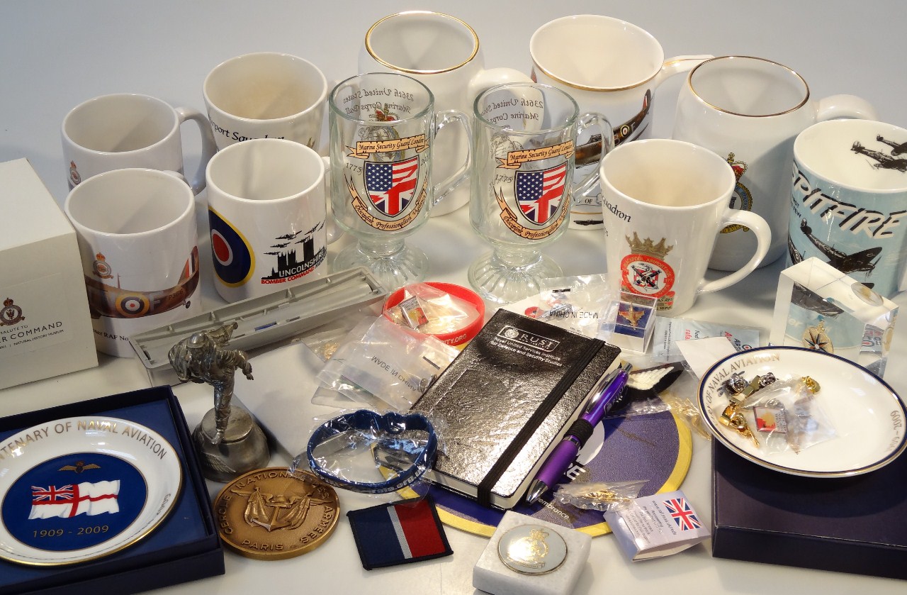 Appraisal: Various Naval Aviation and other commemorative tankards mugs drinking glasses