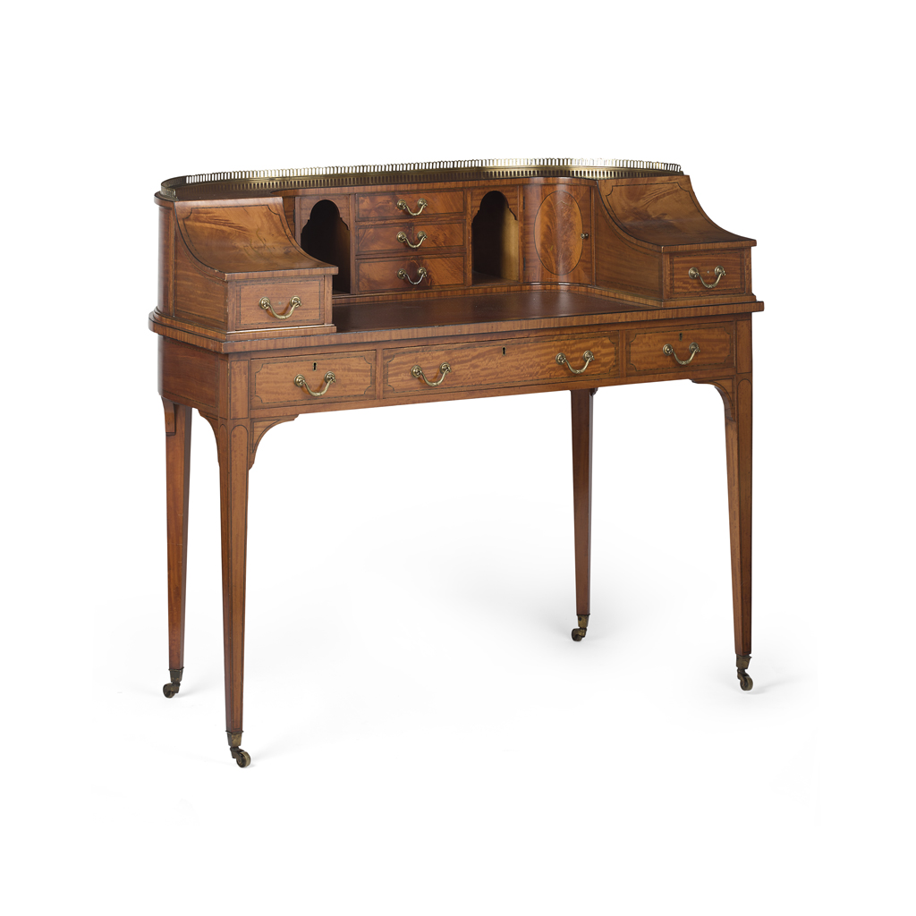 Appraisal: EDWARDIAN SATINWOOD AND EBONY CARLTON HOUSE DESK EARLY TH CENTURY