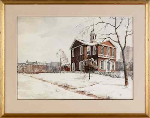 Appraisal: James Ross American - watercolor of a winter landscape depicting