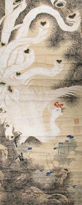 Appraisal: A Japanese scroll painting of a large white ho ho