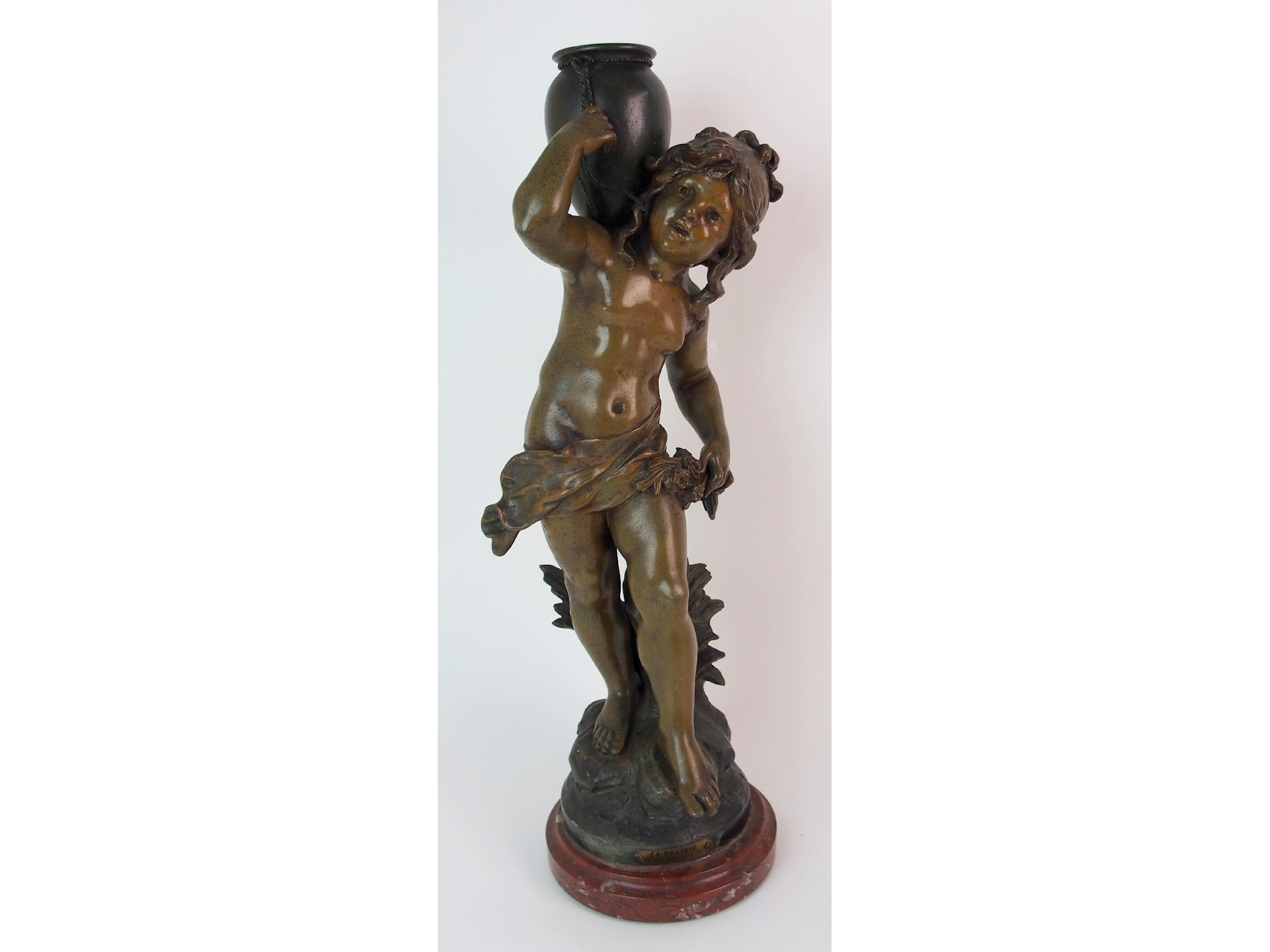 Appraisal: A French spelter model 'La Prairie'after Aug Moreau with young