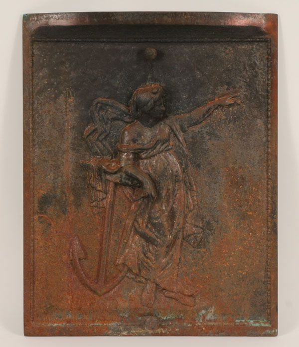 Appraisal: Classical Revival cast iron fire screen featuring a figure in