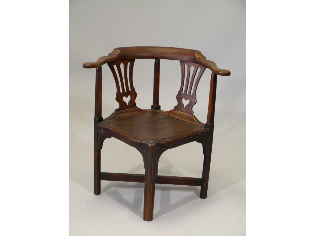 Appraisal: George III Corner Chair Late th c elm and mahogany