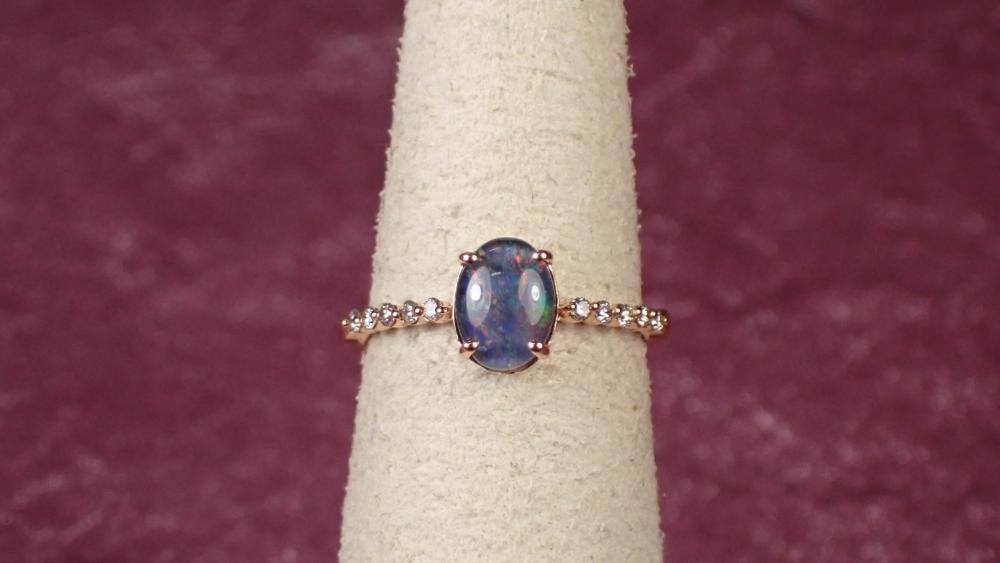 Appraisal: OPAL TRIPLET DIAMOND AND FOURTEEN KARAT GOLD RING The rose