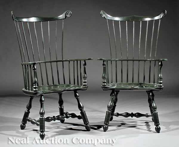 Appraisal: A Pair of Mt Vernon Windsor Armchairs bench-made after the