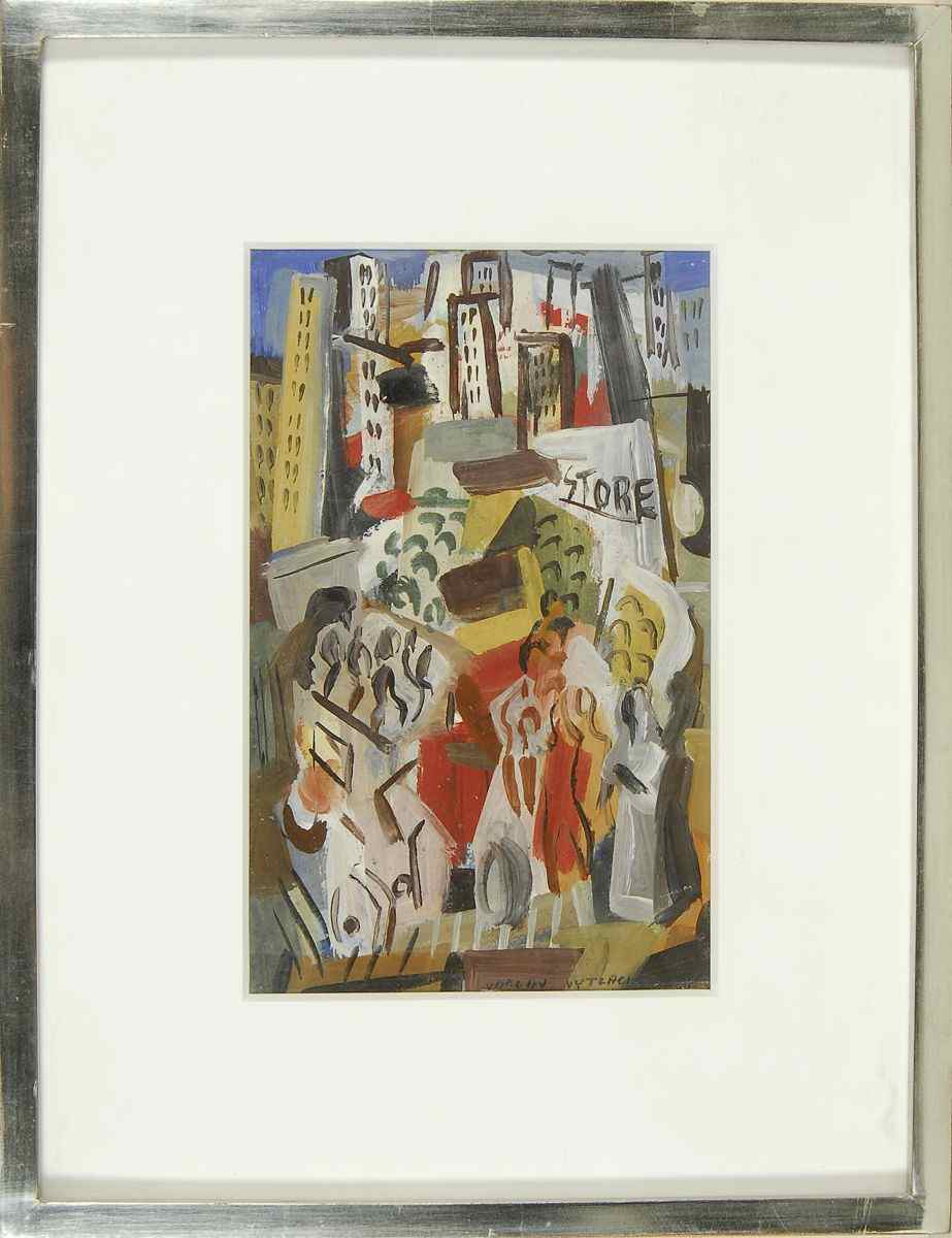 Appraisal: VACLAV VYTLACILAmerican - City scene with crowd circa Signed lower