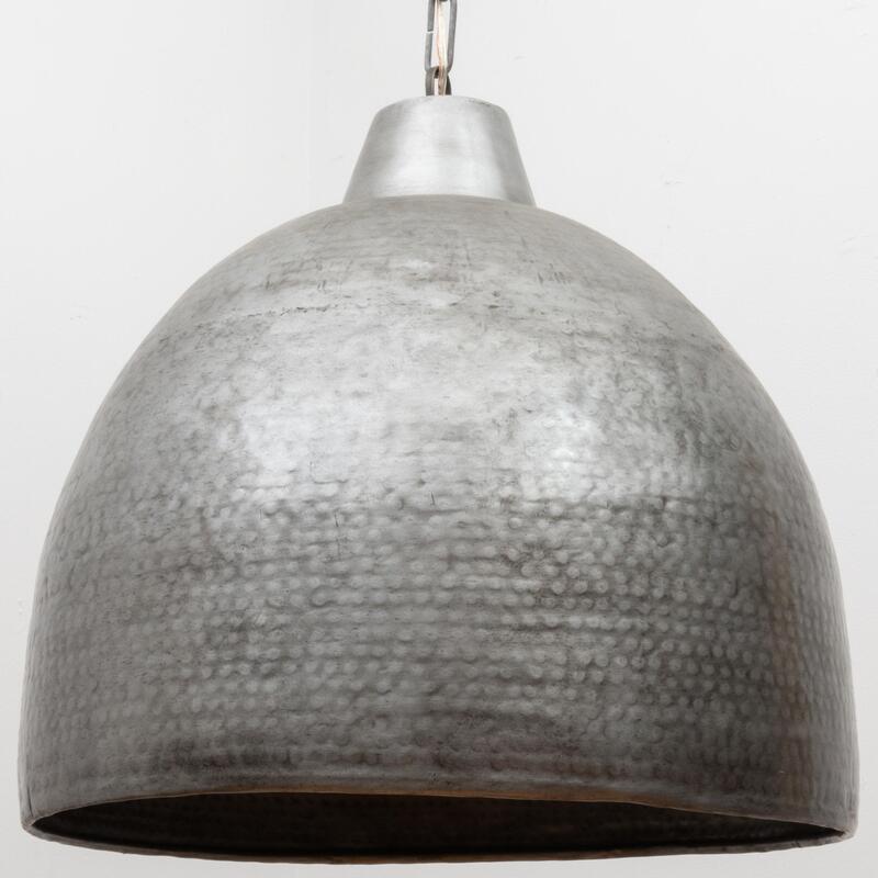 Appraisal: Contemporary Hammered Metal Hanging Light x in diam Condition In