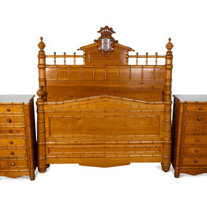 Appraisal: A British Colonial Style Faux Bamboo Suite of Bedroom Furniture