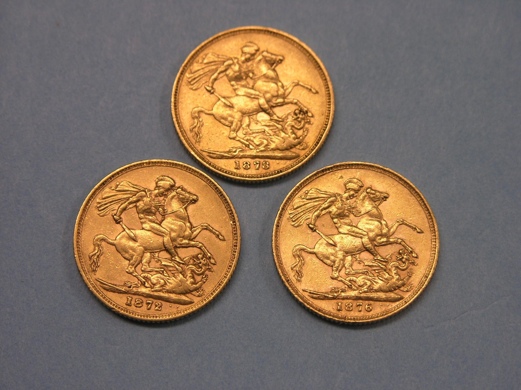 Appraisal: Three Victorian gold Sovereigns