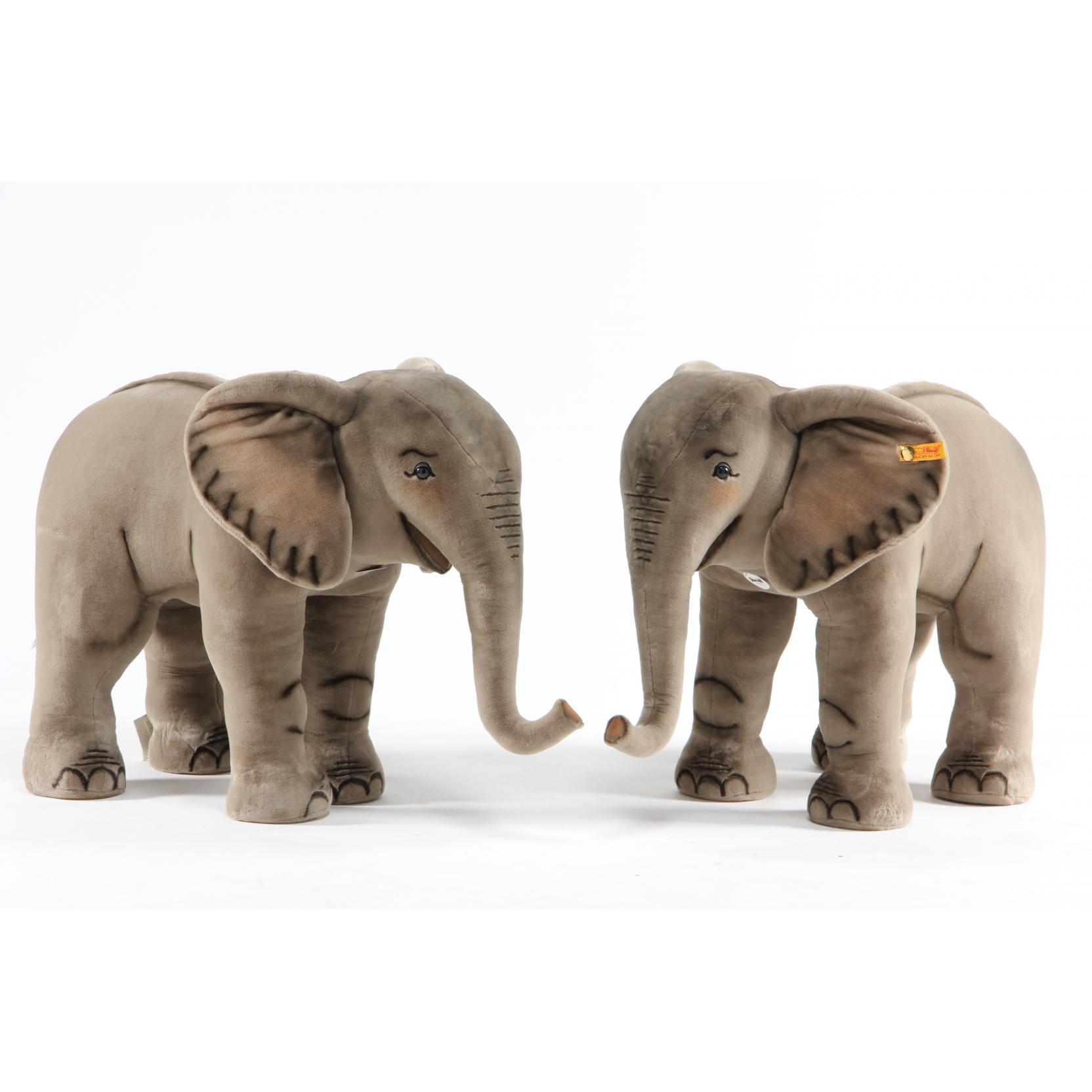 Appraisal: A Pair of Mohair Studio Elephants Steiff modeled in a