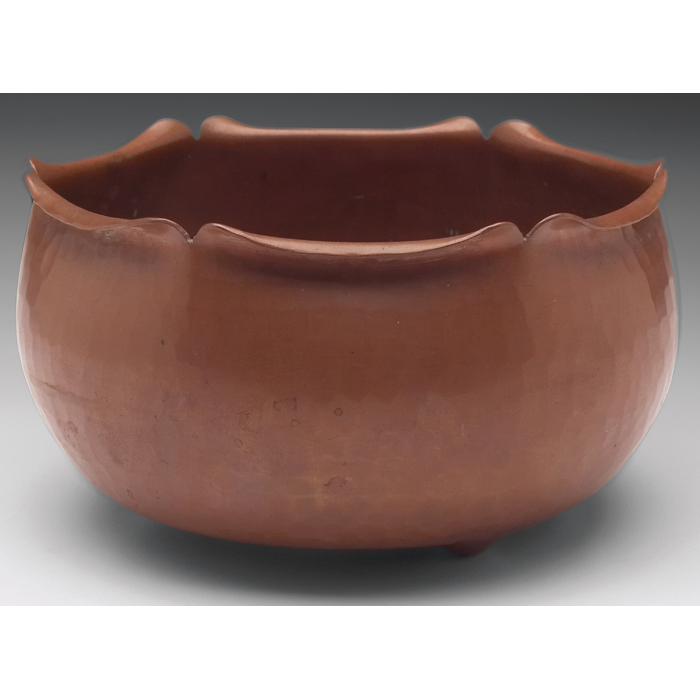 Appraisal: Roycroft bowl hammered copper with acrimped rim good originalpatina impressed