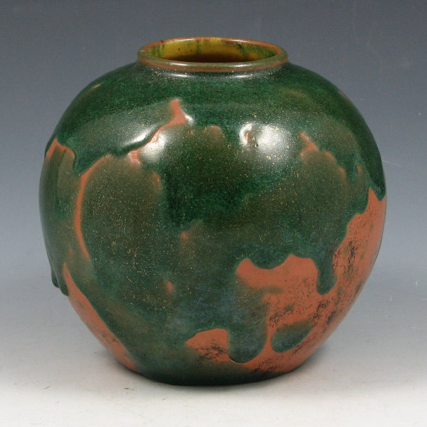 Appraisal: Lea Halpern ball vase with green semi-gloss drip glaze over