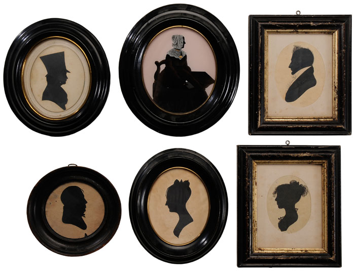 Appraisal: American and European School th century Six Silhouettes unsigned gentleman