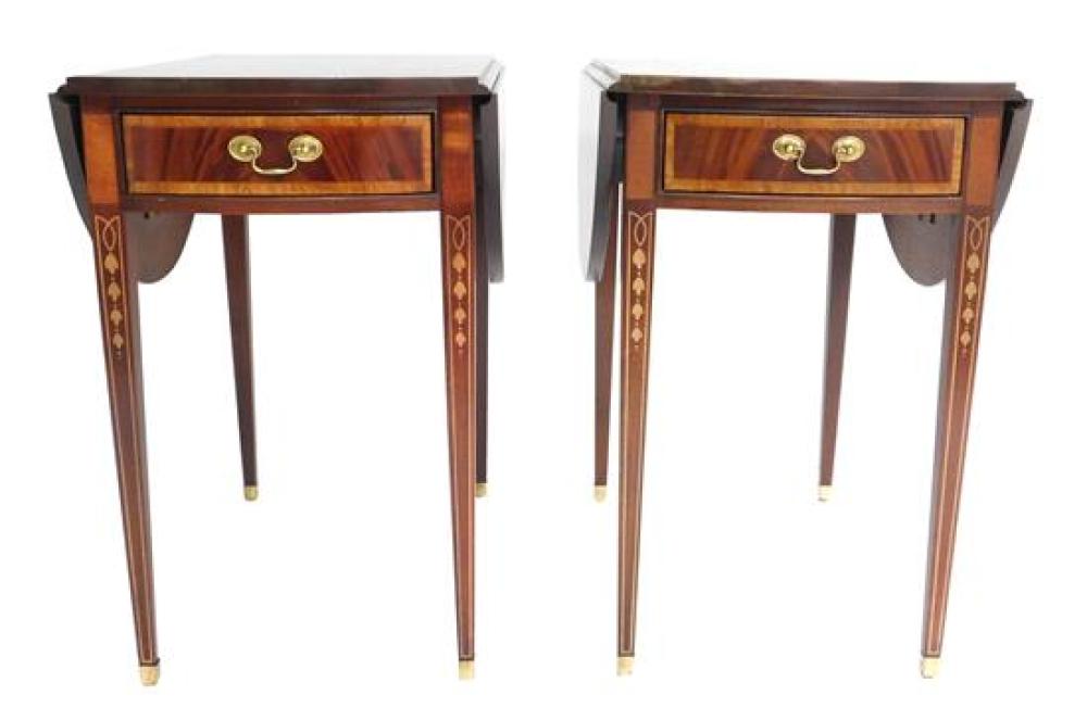 Appraisal: Pair of Pembroke reproduction Heritage dropleaf tables with single drawer