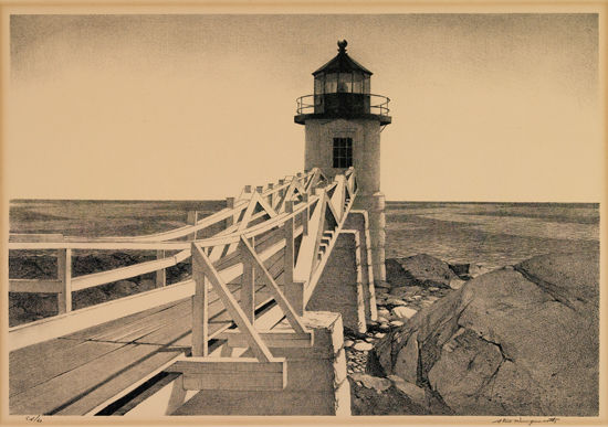 Appraisal: STOW WENGENROTH Marshall's Point Light Lithograph on cream wove paper