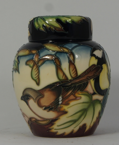 Appraisal: Moorcroft Ginger Jar and Cover decorated with various Garden Birds