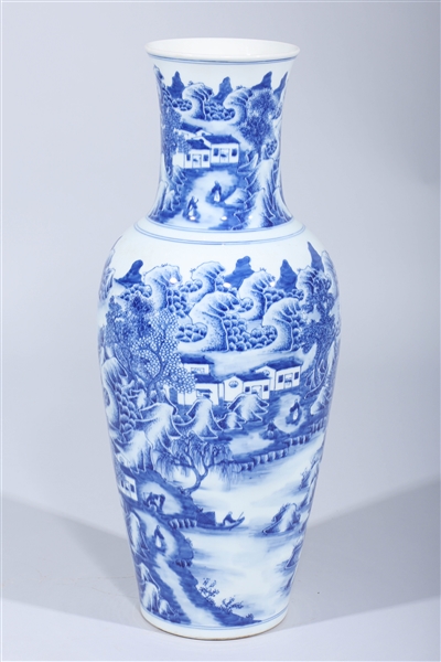 Appraisal: Tall Chinese blue and white vase with river scenes and