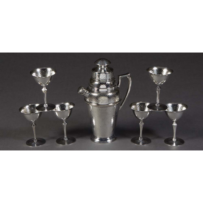 Appraisal: Seven Piece Silverplated Cocktail Set c consisting of a Bernard