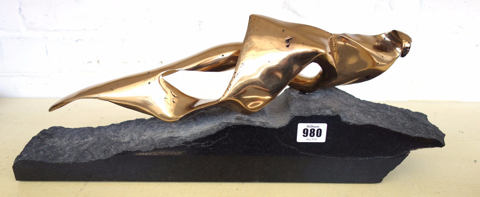 Appraisal: Kelemen Zeno Abstract bronze sculpture on a polished granite plinth