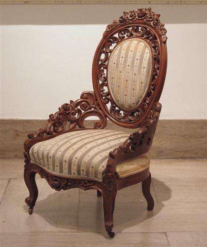 Appraisal: Rococo Revival rosewood chair attributed to george hinkels philadelphia H