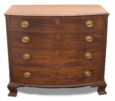 Appraisal: Bowfront chest American late th C mahogany cherry and pine