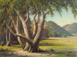 Appraisal: Paul Grimm ''Stately Eucalyptus'' eucalyptus in mountain landscape signed lower