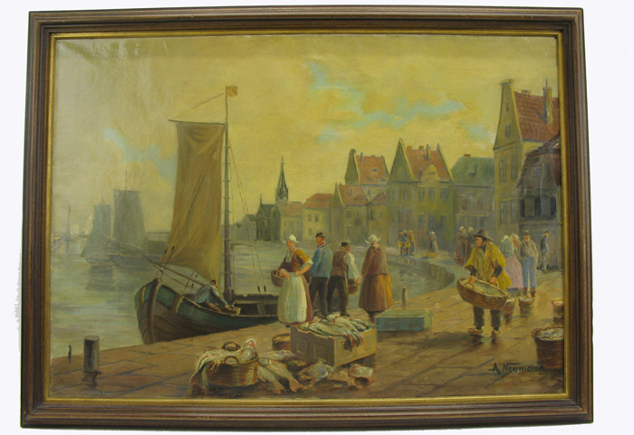 Appraisal: ARNOLD NEUMANN OIL ON CANVAS German - Dutch port with