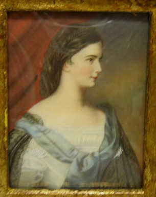 Appraisal: PORTRAIT OF A NOBLE WOMAN Painted on ivory rectangular probably